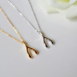 Wishbone Necklace,lucky Necklace,simple Necklace
